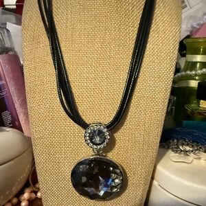 Sophisticated Black and Silver Gemstone Necklace